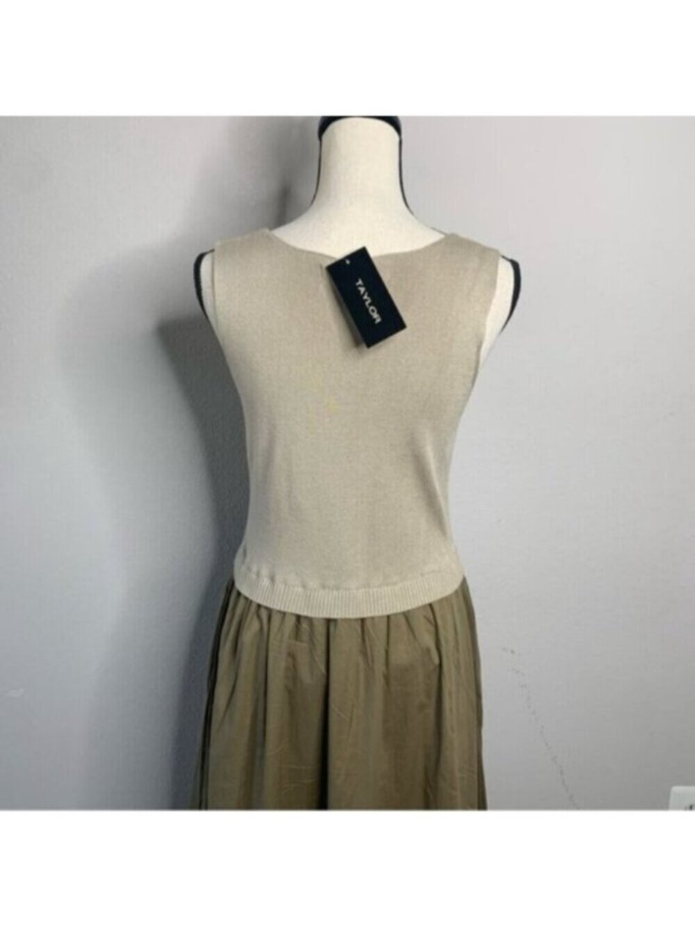 NWT TAYLOR Olive Green Poplin Skirt Midi Dress - Picture 10 of 15